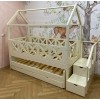 Кровать выкатная двухъярусная Домик Прованс-4 с лестницей-комодом