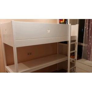 Кровать-чердак Мечта с рабочим местом 90*200. Белая. РАСПРОДАЖА!